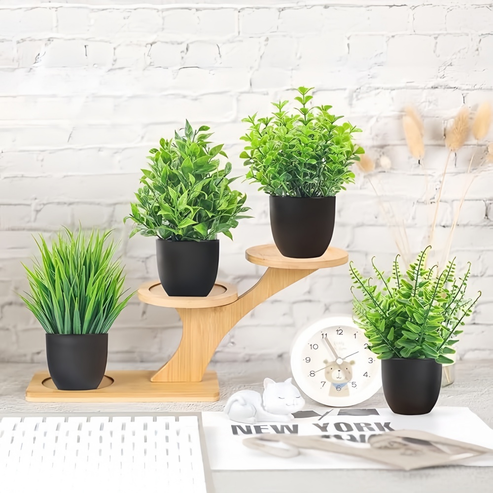 4個セット ミニ人工植物 鉢植え 室内/屋外装飾 グリーン盆 - Snake Plant のレビューと価格